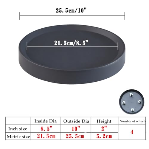 10" Plant Caddy with Hidden Wheels,2-Pack Gray+Light Gray - color: 10 Inch