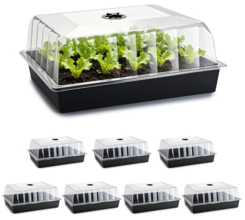 8-Pack Seed Starting Trays with 4" Humidity Dome, Water-Return Design - size: 8p Trays+Domes