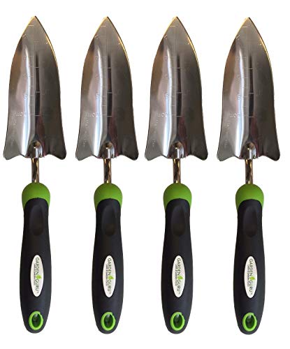 Garden Guru Transplanter Trowel Shovel - Stainless Steel - Rust Resistant - Ergonomic Grip - Perfect Hand Shovel Tool for Gardening Weeding Transplanting and Digging in Garden Beds (4 Pack) - size: 4 Pack, style: Stainless Steel