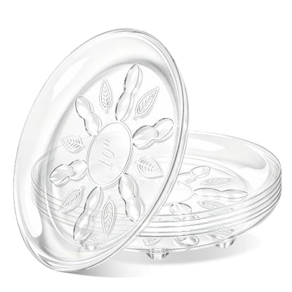 SupKing 6 Pack 10 inch Plastic Plant Saucers w/Raised Feet 6 inch / 8inch / 10inch /12inch Heavy Duty Clear Plant Trays to Catch Water Flower Pots Saucer for Indoor & Outdoor Plants (10” Clear) - size: 10in - 6 Pack