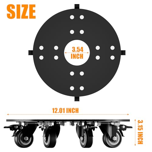 KAXIWEI Plant Caddy with Wheels, Heavy Duty Aluminum Plant Stand, 3.0mm Thick Rolling Plant Dolly Supports up to 500 lbs, Fits 12 Inch Pots for Indoor Outdoor Patio Garden, Black - size: 12" Round Black