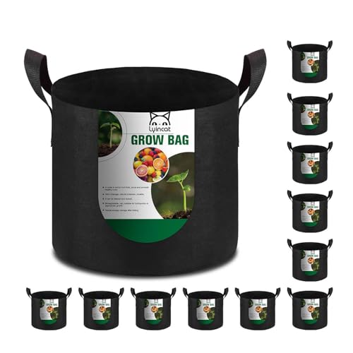 12-Pack 10 Gallon Grow Bags Heavy Duty Thickened Nonwoven Fabric Pots with Durable Handles - size: 10 Gallon