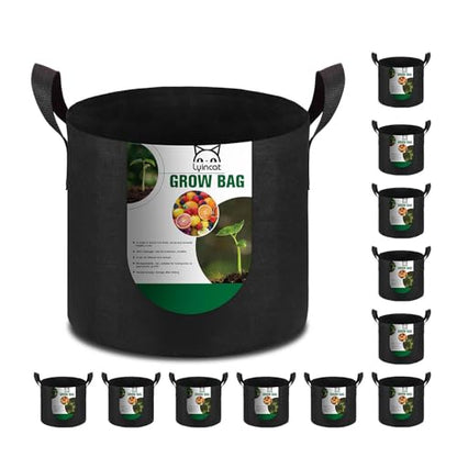 12-Pack 5 Gallon Grow Bags Heavy Duty Thickened Nonwoven Fabric Pots with Durable Handles - size: 5 Gallon