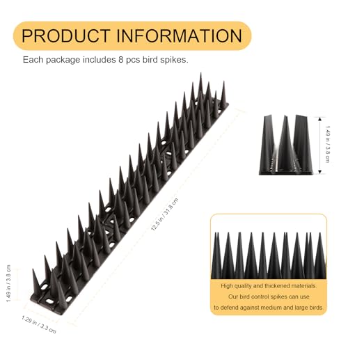 OFFO Bird Spikes for Pigeon Woodpecker Crow, Outdoor Use for Balcony Patio Window, Easy to Install, Black, Covers 8.3 Feet(2.5m) - color: Black