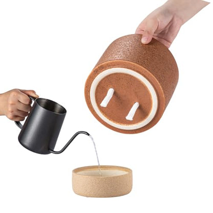 6 Inch Ceramic Self Watering Planter with Drainage Hole Terracotta - color: Terracotta, size: Small
