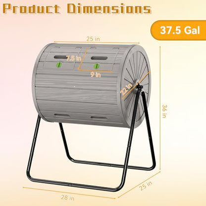 DRATO Compost Bin Outdoor 37.5 Gallon Gray - color: Gray