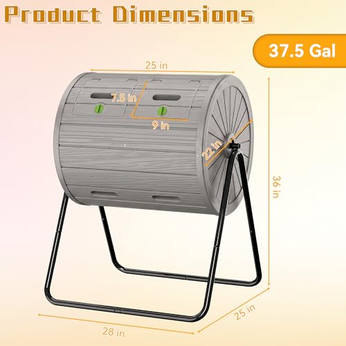 DRATO Compost Bin Outdoor 37.5 Gallon Gray - color: Gray