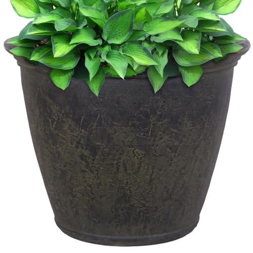 Sunnydaze Anjelica 24'' Large Plastic Planter Pot for Plants, Sable - color: Sable, size: 24 in