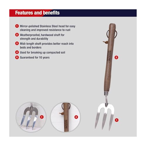 Spear & Jackson Stainless Steel Hand Weed Fork, Durable Gardening Tool for Efficient Weeding and Soil Aeration