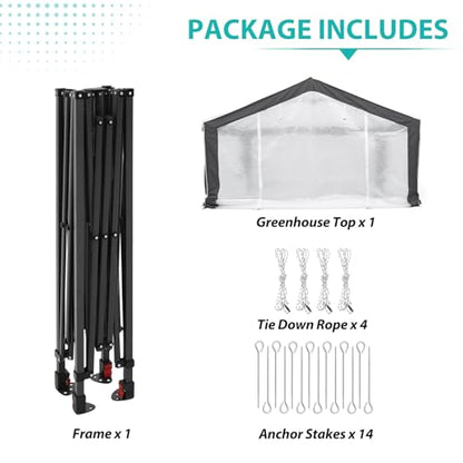 EAGLE PEAK 8x6 Walk in Pop Up Greenhouse, Gray/White - color: Gray/White, size: 8x6