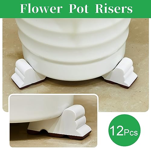 Kigeli 12 Pcs Resin Pot Feet for Outdoor Planters Frost Proof, White - color: White