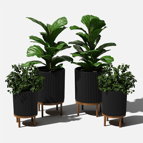 Veradek Demi Series Raised Duo Planters - Set of 2 Planters with Stands - color: Black/Brown, size: Bundle - 2 Pack