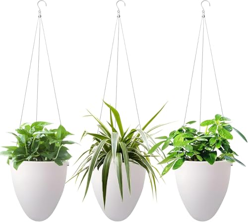 Self-Watering Hanging Planter Pot, Indoor Outdoor Plants, 6 Inch, 3 Pack