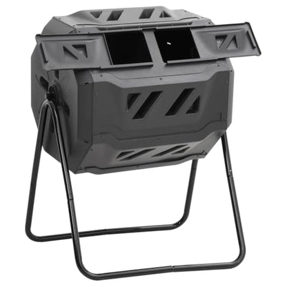 Garden Compost Bin Black 28.7x25.2x37.4 Inches 42.3 Gal Dual Chamber