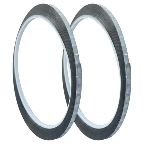 Jiozermi 2 Pcs 0.12 Inch Self-Adhesive Holographic Reflective Tape - size: 0.12 Inch x 55 Yard