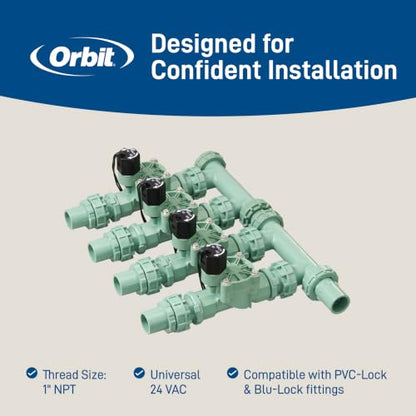 Orbit 4-Valve Heavy Duty Preassembled Sprinkler Manifold - 57257 - size: 4-Valve, style: 4-Valve