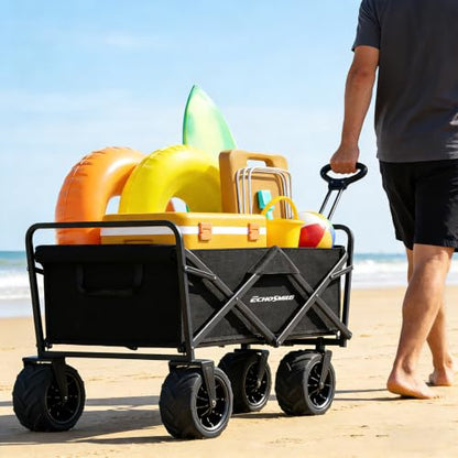 EchoSmile Wagons Carts Foldable Heavy Duty 350Lbs Capacity, Black - color: Black-arrow