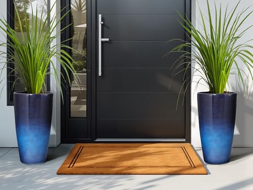 22.8" Gradient Blue Resin Tall Outdoor Planters with Drainage Holes - color: 22.8"h-faux Blue Ceramic