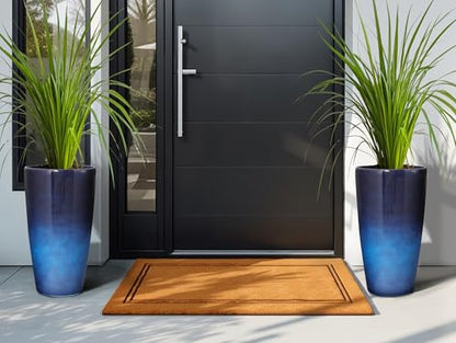 22.8" Gradient Blue Resin Tall Outdoor Planters with Drainage Holes - color: 22.8"h-faux Blue Ceramic