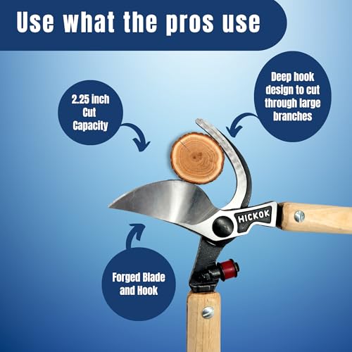Hickok Heavy Duty Tree Lopper – 30" Long Reach Tree Branch Cutter with Hickory Wood Handles | Professional Arborist Pruning Tool Made in USA