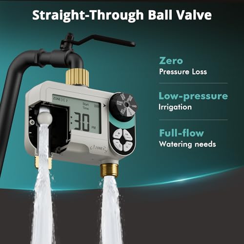 QUOBAS Zero Pressure Water Timer, Brass Sprinkler Timer for Garden Hose