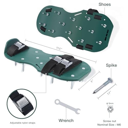 Aeration Shoes for Lawn Aerator Shoes with Metal Buckl, Shoe Spikes for Grass, Heavy Duty Aerating Shoes for Lawn Patio Garden - One Size Fits All