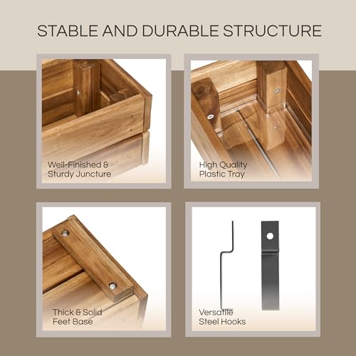 THYOI Premium Wooden Planter Box, Storage Box - 3 Colors (Golden Teak) - color: Golden Teak