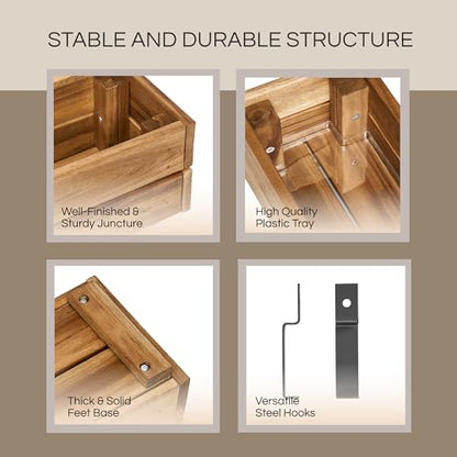 THYOI Premium Wooden Planter Box, Storage Box - 3 Colors (Golden Teak) - color: Golden Teak