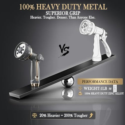 Garden Hose Nozzle Heavy Duty Metal Water Hose Sprayer - color: Black Gray