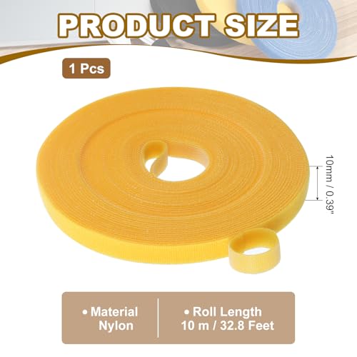 PATIKIL 0.4" x33FT Hook and Loop Tape Double-Sided Nylon Strips Yellow - color: Yellow, size: 0.4"x33FT
