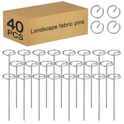 40 Pcs 6-Inch Heavy-Duty Galvanized Landscape Staples – Thickened 8 Gauge Circle Top Pins, Rust-Resistant for Weed Barrier, Landscape Fabric, and Garden Projects - size: 6 in 40 PCS
