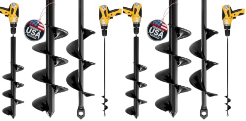 K-Brands Auger Drill Bit for Planting 4 Pack 1.6 x 16 Inch & 3.5 x 16 Inch Set – Garden Spiral Hole and Bulb Planter Tool for Umbrella Holes - Compatible with 3/8 Inch Hex Drive - size: 1.6 x 16 Inch + 3.5 x 16 Inch (Pack of 2)