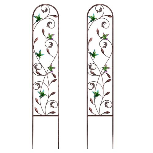 aboxoo 2-Pack Hummingbird Metal Garden Trellis for Climbing Plants - color: Hummingbird, size: 2pcs