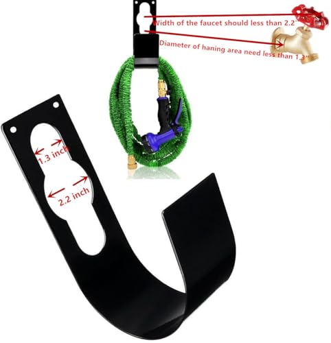 2 Pack Garden Hose Hanger Wall Mount Heavy Duty Hose Holder Hook Use for 150foot Hose (Large, Black) - size: 2 Pack Large