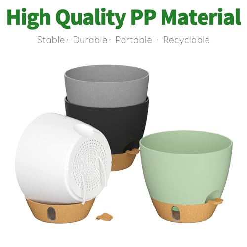 12 Inch Self Watering Pot for Indoor Outdoor Plants, Large Plastic Planter with Visual Water Window, Drainage Holes & Watering Lip, Modern Decorative Flower Pot (Black) - color: Black, size: 12 Inch