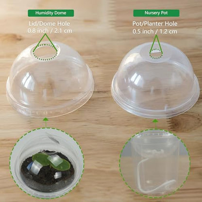 ORIMERC 15 Set Nursery Pots with Humidity Dome, Clear Nursery Pots with Drainage, Self Watering Small Plant Pots, Seedling Pots for Plants, Seed Starter Pots for Planting Vegetables Fruit (Thick)