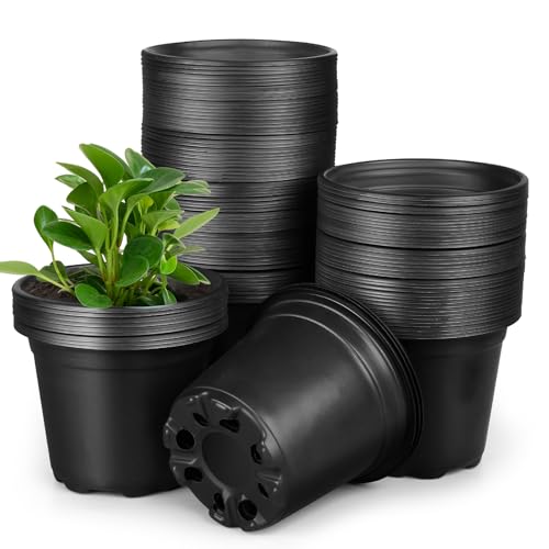 4 5 6 Inch Nursery Pots, 110 Packs Plastic Plant Pot with Drainage Hole, Seedling Starter Pots for Succulents (5 Inch) - size: 5 Inch-110 Pack