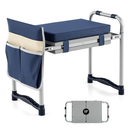 GIANTEX Garden Kneeler & Seat, Heavy-Duty Garden Bench, Navy with 1 Bag - color: Navy Blue, size: 21" x 12" x 17"
