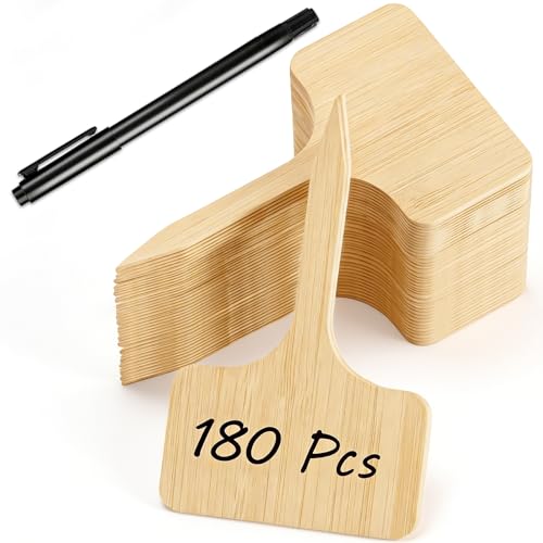 180PCS Plant Labels, T-Type Plastic Tags with Marker Pen