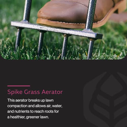 Yard Butler IM-7C Spike Grass Aerator - Lawn Care Tool for Aerating - Long-Handled - Power-Coated Steel Construction - Comfortable Cushioned Handles Garden Tool - Easy to Use - size: 1
