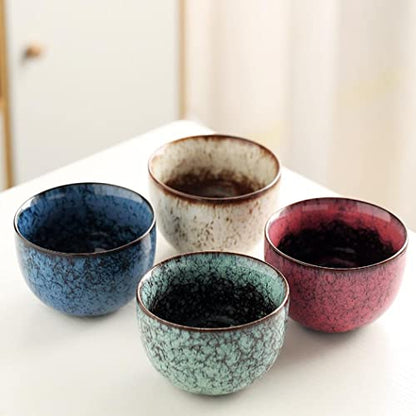 YYW 3 Inch Ceramic Plant Pot Set of 4 with Drainage and Bamboo Tray(Set 2) - color: Set 2, size: One Size
