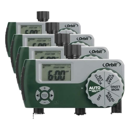 Orbit Programmable Digital Hose Watering Timer - 3 Outlet - Battery Powered - with LCD Screen - Built-in Rain Delay - Water-Resistant - 56082 (Pack of 4) - size: 3 Outlet (Pack of 4)