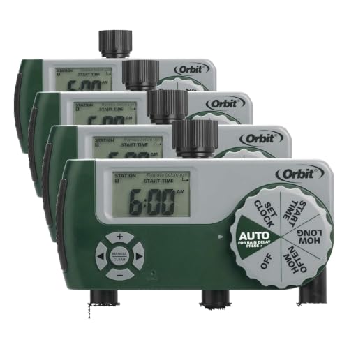Orbit Programmable Digital Hose Watering Timer - 3 Outlet - Battery Powered - with LCD Screen - Built-in Rain Delay - Water-Resistant - 56082 (Pack of 4) - size: 3 Outlet (Pack of 4)