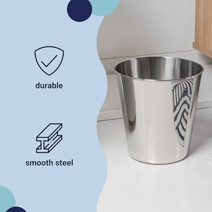 happimess Nolan 2 Gal Smooth Steel Wastebasket, Polished Steel - color: Polished Steel, size: Set of 1