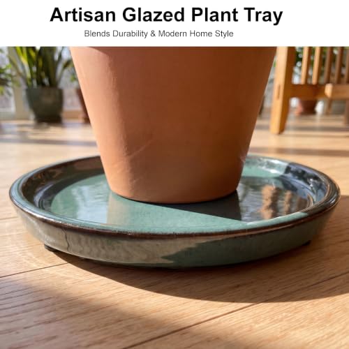 Ceramic Plant Saucer, 11.4 inch, Forest Green - color: Forest Green