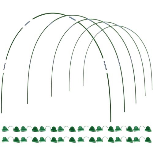 MAXPACE Greenhouse Hoops Kit, DIY 8ft Grow Tunnel, Fits Raised Garden Beds 2.7ft Wide & Up, 25 Pcs Rust-Proof Fiberglass Frame Support Rods for Row Cover, Shade Cloth, Frost Netting & Plant Stakes - size: L Pro+ (for Width: 2.7' and up)