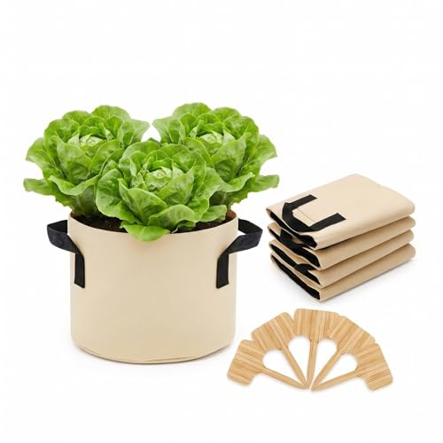 3 Gallon Grow Bags 5-Pack, 300G Thick Fabric Pots, Reinforced Handles - size: 3 Gallon