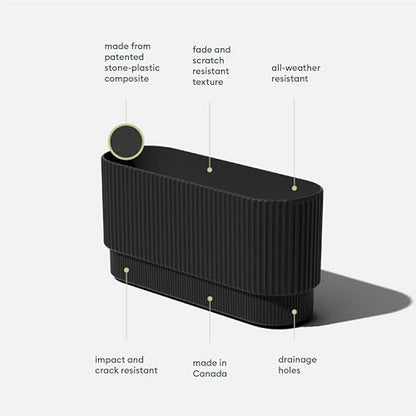 Veradek Demi Series Long Planter - Wide Outdoor Planter - color: Black, size: 30 inch - 2 Pack