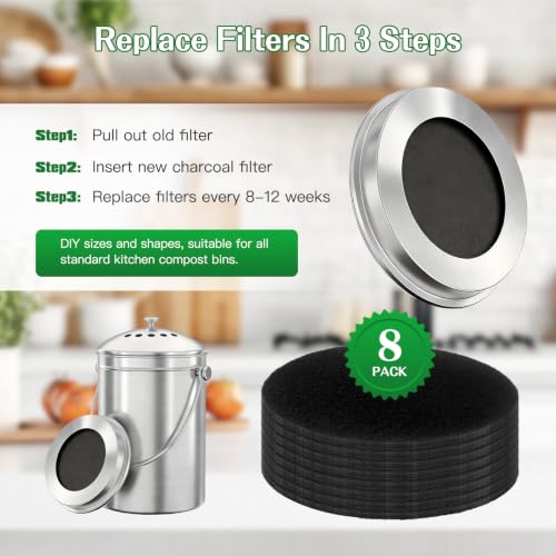 7.25 Inch Round Charcoal Filter Refills Set of 8