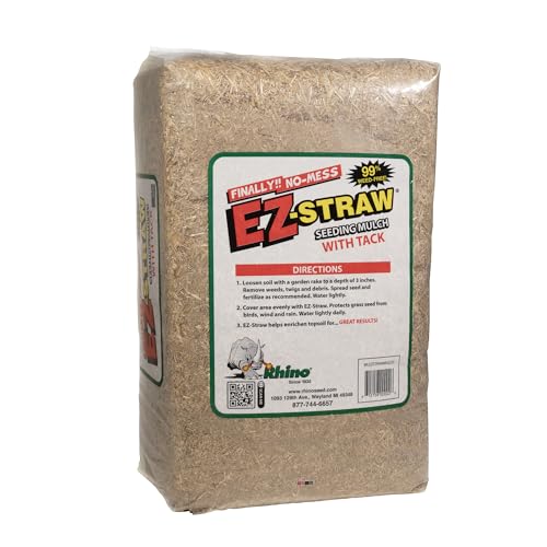 EZ Straw Seeding Mulch with Tack - Biodegradable Organic Processed Straw – 2.5 CU FT Bale (covers up to 500 sq. ft.), multi - size: 2.5 CU FT BALE